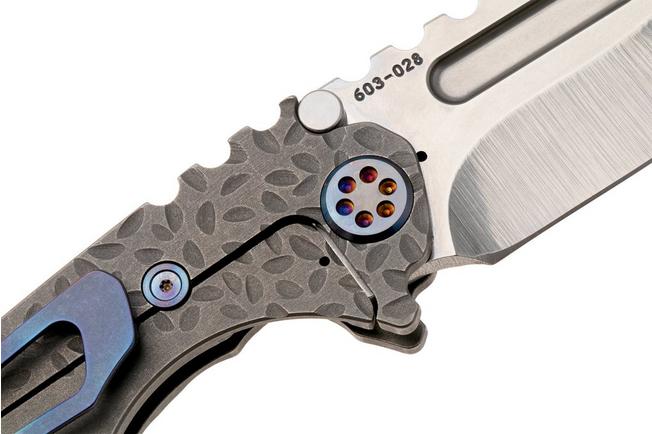 Afbeelding voor Medford Micro T, Tumbled S35VN Drop Point Blade, OS Tum Falling Leaf Titanium Handle, Flamed Hardware, zakmes