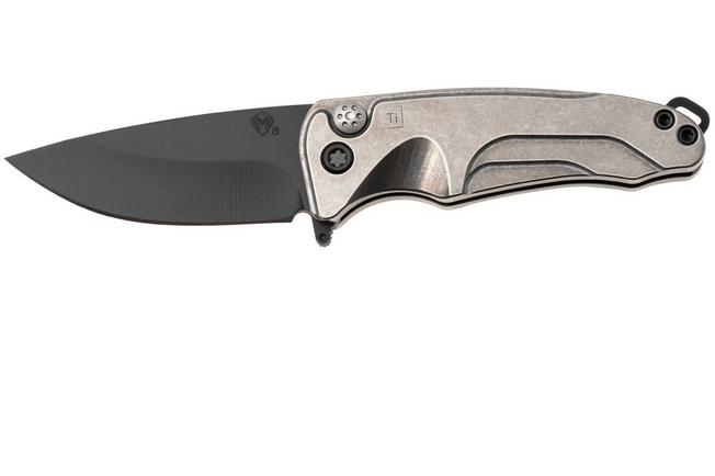 Afbeelding voor Medford Smooth Criminal Ti 26-SC-02, DLC S35VN, Tumbled Grey TItanium, Black Hardware zakmes