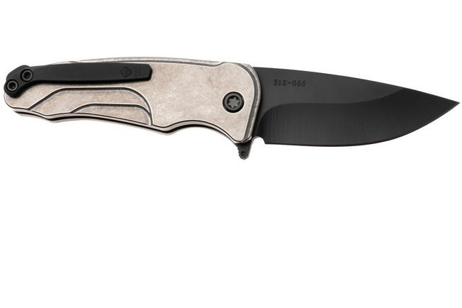 Afbeelding voor Medford Smooth Criminal Ti 26-SC-02, DLC S35VN, Tumbled Grey TItanium, Black Hardware zakmes