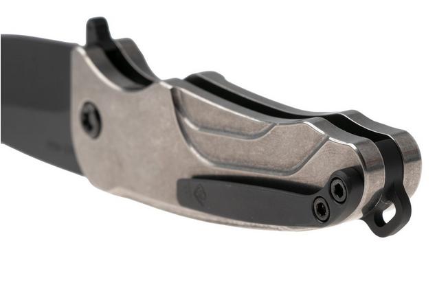 Afbeelding voor Medford Smooth Criminal Ti 26-SC-02, DLC S35VN, Tumbled Grey TItanium, Black Hardware zakmes
