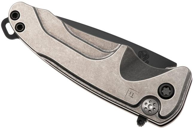 Afbeelding voor Medford Smooth Criminal Ti 26-SC-02, DLC S35VN, Tumbled Grey TItanium, Black Hardware zakmes