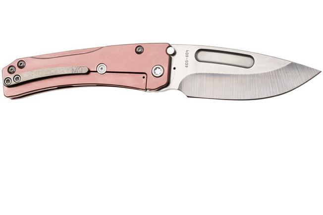 Afbeelding voor Medford Slim Midi 26-SM-03 Tumbled S45VN Droppoint Blade, Rose Titanium CarboNitride Handles, zakmes