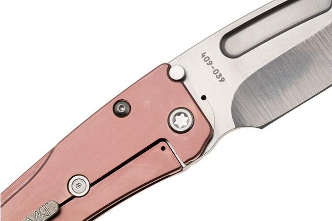 Afbeelding voor Medford Slim Midi 26-SM-03 Tumbled S45VN Droppoint Blade, Rose Titanium CarboNitride Handles, zakmes