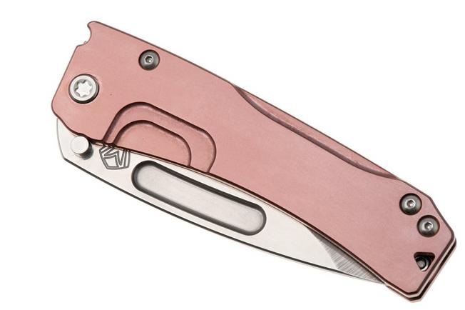 Afbeelding voor Medford Slim Midi 26-SM-03 Tumbled S45VN Droppoint Blade, Rose Titanium CarboNitride Handles, zakmes