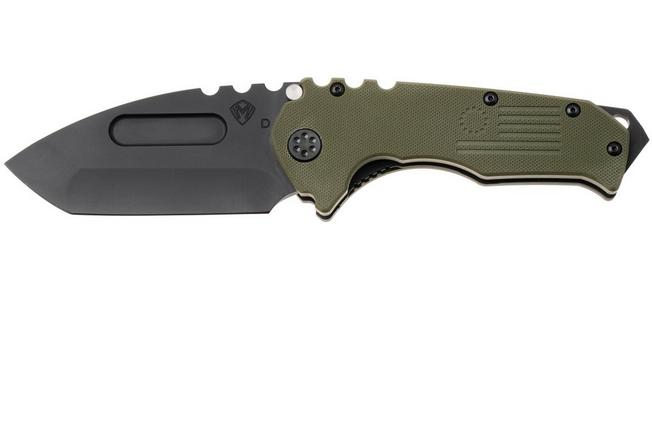 Afbeelding voor Medford Praetorian Scout M/P, 26-SP-02, Black DLC D2 Tanto Blade, OD Green G10 Handle, Black Hardware, zakmes