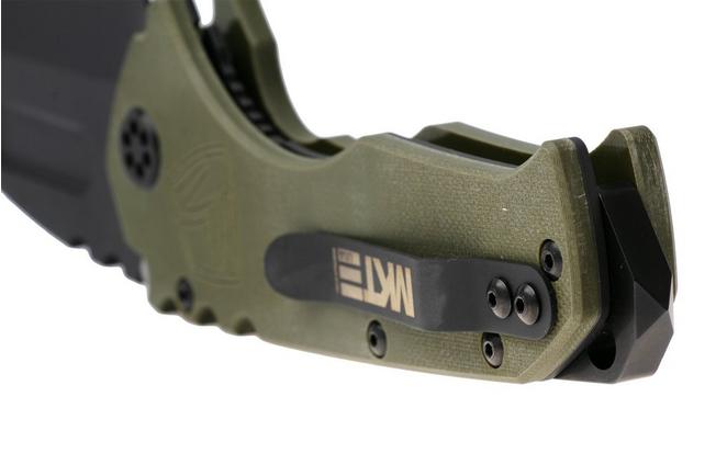 Afbeelding voor Medford Praetorian Scout M/P, 26-SP-02, Black DLC D2 Tanto Blade, OD Green G10 Handle, Black Hardware, zakmes