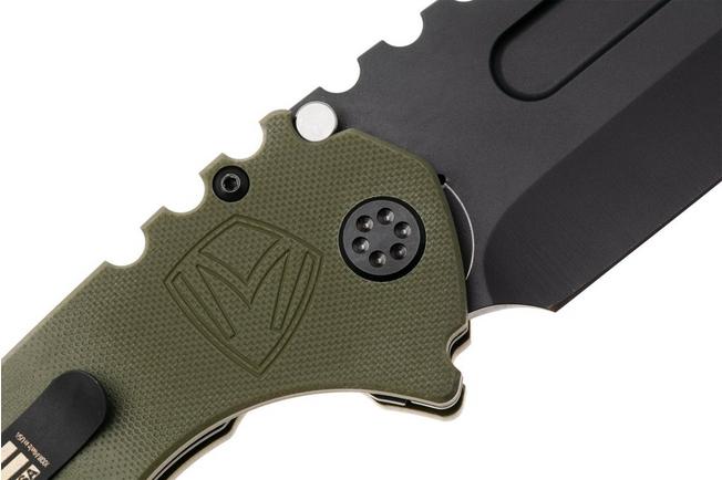 Afbeelding voor Medford Praetorian Scout M/P, 26-SP-02, Black DLC D2 Tanto Blade, OD Green G10 Handle, Black Hardware, zakmes
