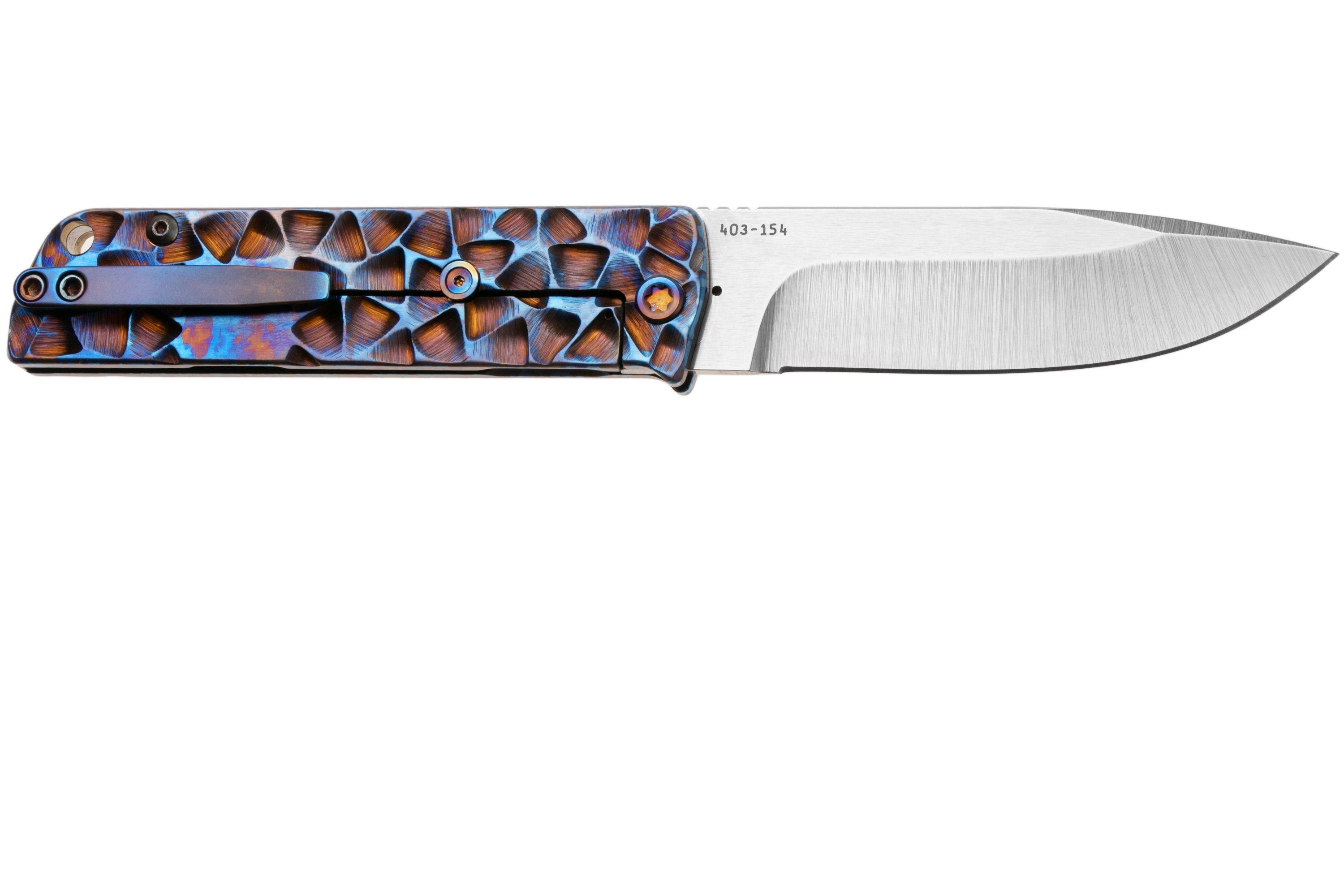 Medford The Antik 26-TA-02 S45VN Droppoint Blade, Titanium MD Blue ...