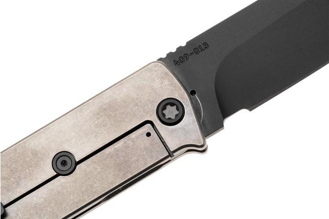 Afbeelding voor Medford The Antik 26-TA-03, DLC S45VN Tanto Blade, Tumbled Titanium Handles, Black DLC Hardware, zakmes
