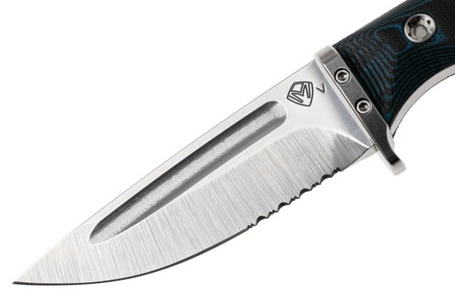 Afbeelding voor Medford The Deep 26-TD-02, 20CV Tumbled Blade, Black/Blue G10, partially serrated duikmes