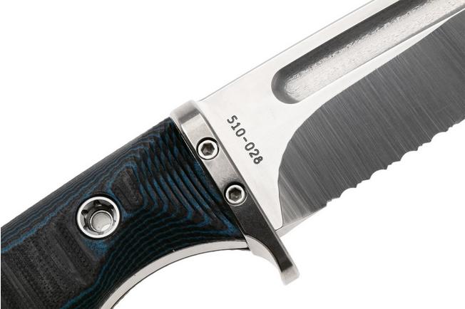 Afbeelding voor Medford The Deep 26-TD-02, 20CV Tumbled Blade, Black/Blue G10, partially serrated duikmes