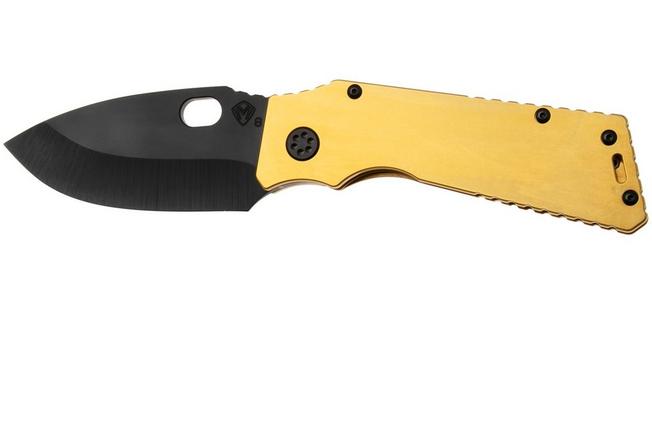 Afbeelding voor Medford TFF-1 DLC S45VN Blade, Gold Nitride Titanium Handles, Black Hardware, DLC Clip, zakmes