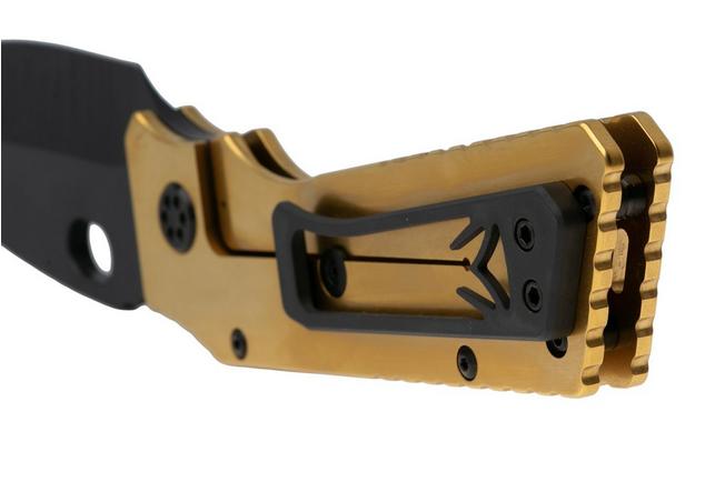 Afbeelding voor Medford TFF-1 DLC S45VN Blade, Gold Nitride Titanium Handles, Black Hardware, DLC Clip, zakmes
