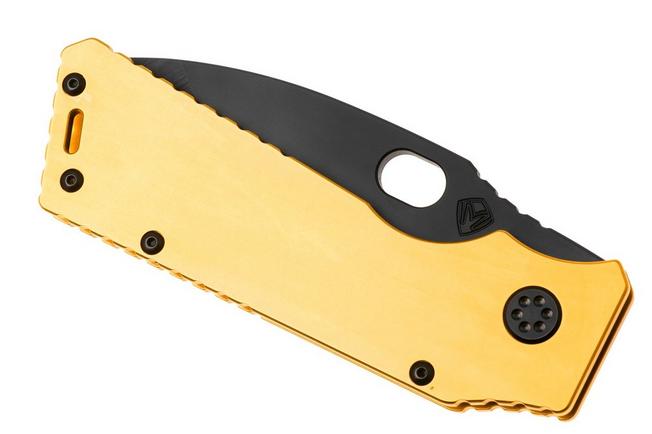 Afbeelding voor Medford TFF-1 DLC S45VN Blade, Gold Nitride Titanium Handles, Black Hardware, DLC Clip, zakmes