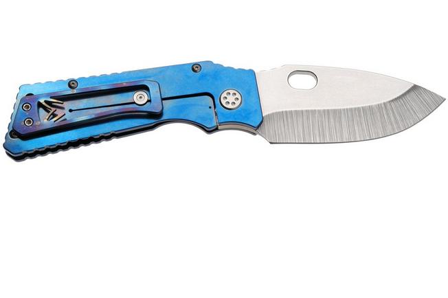 Afbeelding voor Medford TFF-1 Tumbled S45VN Blade, Blue Titanium Handles, Flamed Galaxy Clip, zakmes