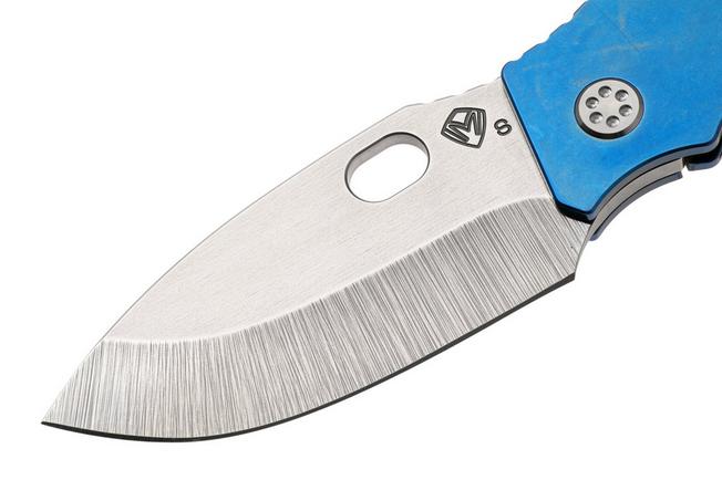 Afbeelding voor Medford TFF-1 Tumbled S45VN Blade, Blue Titanium Handles, Flamed Galaxy Clip, zakmes