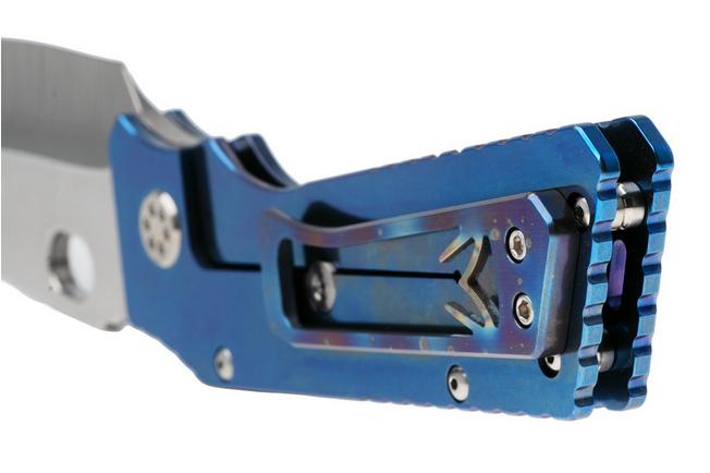 Afbeelding voor Medford TFF-1 Tumbled S45VN Blade, Blue Titanium Handles, Flamed Galaxy Clip, zakmes