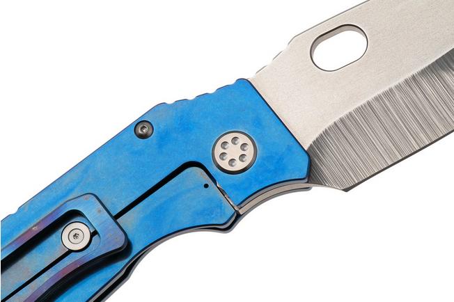Afbeelding voor Medford TFF-1 Tumbled S45VN Blade, Blue Titanium Handles, Flamed Galaxy Clip, zakmes