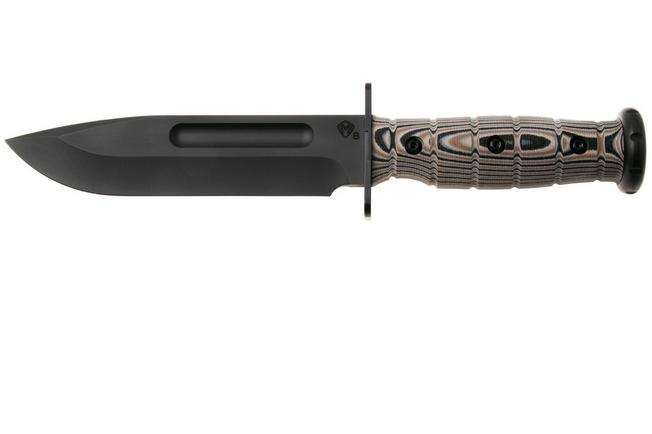 Afbeelding voor Medford USMC Fighter 26-UF-01 Black DLC S45VN, Multi-Layered G10, Leather Sheath, surivalmes