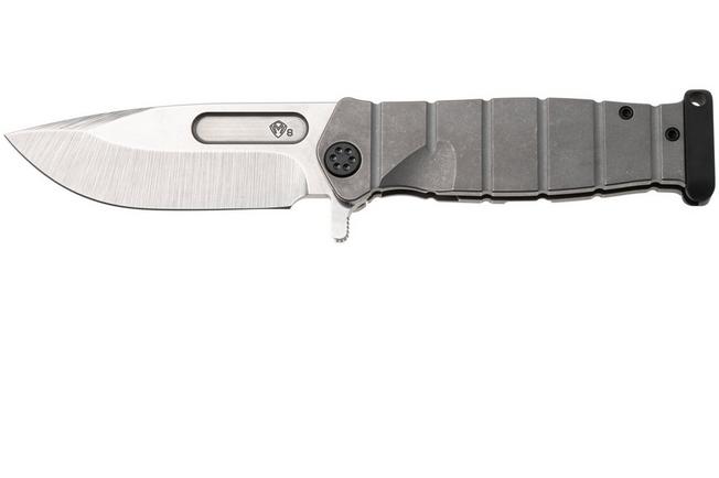 Afbeelding voor Medford USMC Fighter Flipper 26-UFF-01, Tumbled S45VN, OS Tumbled Titanium Handle, Black Hardware zakmes