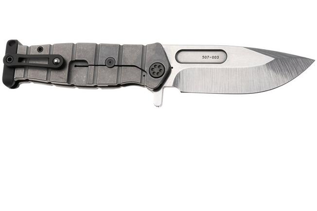 Afbeelding voor Medford USMC Fighter Flipper 26-UFF-01, Tumbled S45VN, OS Tumbled Titanium Handle, Black Hardware zakmes