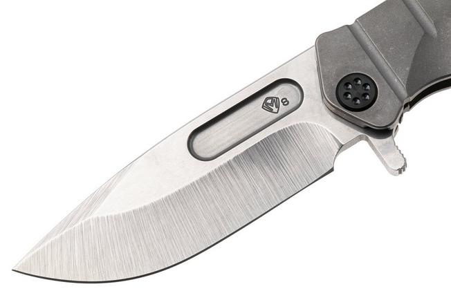 Afbeelding voor Medford USMC Fighter Flipper 26-UFF-01, Tumbled S45VN, OS Tumbled Titanium Handle, Black Hardware zakmes