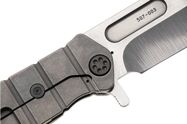 Afbeelding voor Medford USMC Fighter Flipper 26-UFF-01, Tumbled S45VN, OS Tumbled Titanium Handle, Black Hardware zakmes