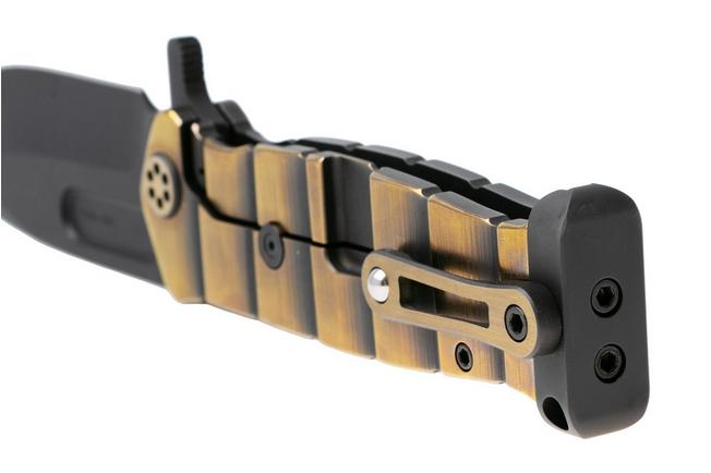 Afbeelding voor Medford USMC Fighter Flipper 26-UFF-04 Black DLC S35VN Blade, Black Bronze "Armadillo" Titanium Handles and Hardware, Black DLC Pommel, zakmes