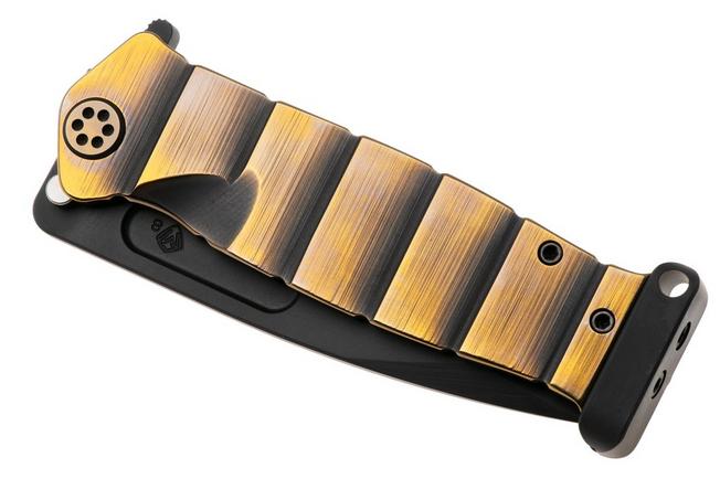 Afbeelding voor Medford USMC Fighter Flipper 26-UFF-04 Black DLC S35VN Blade, Black Bronze "Armadillo" Titanium Handles and Hardware, Black DLC Pommel, zakmes