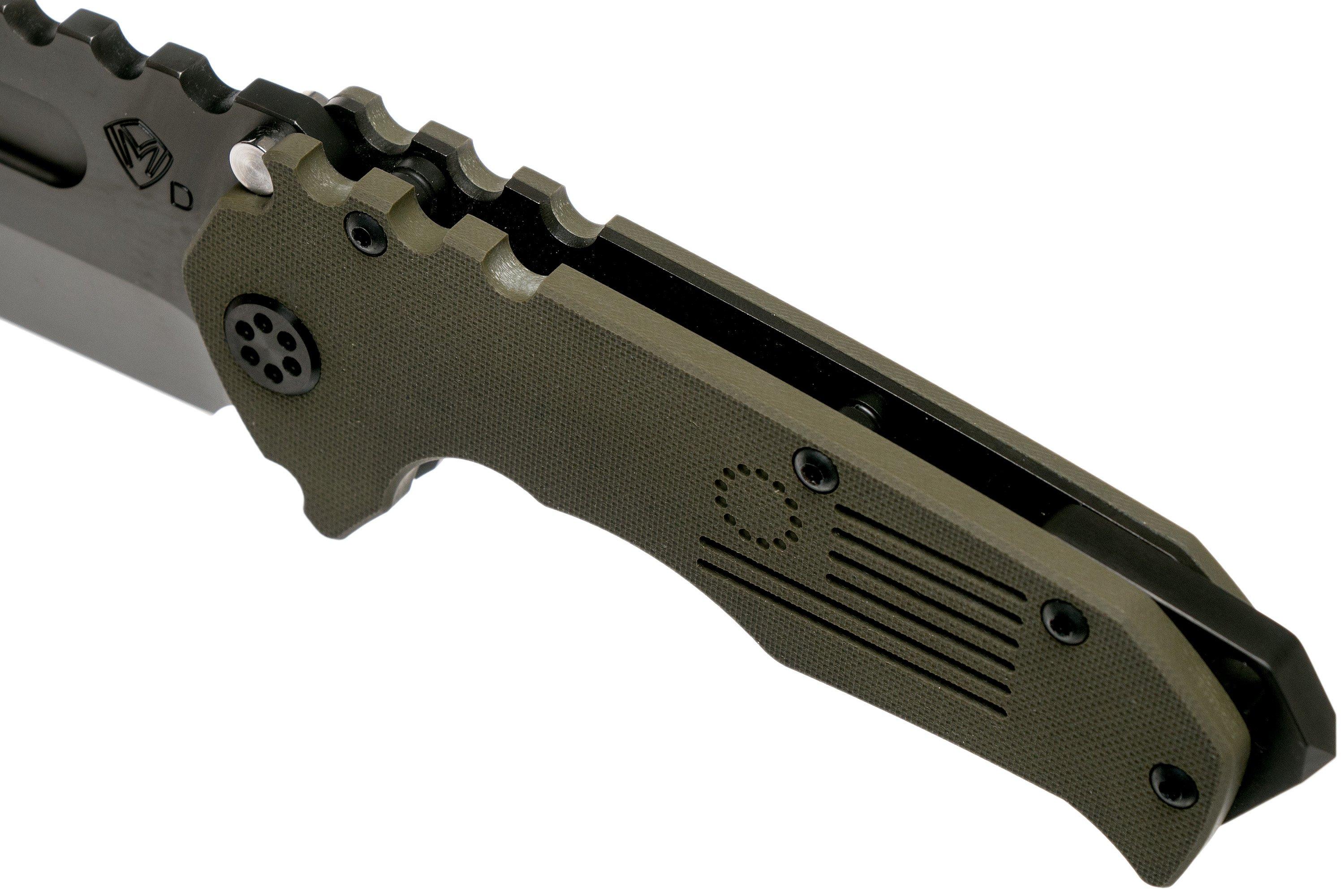 Medford Praetorian Scout M/P D2 Black Tanto, OD Green G10 pocket knife