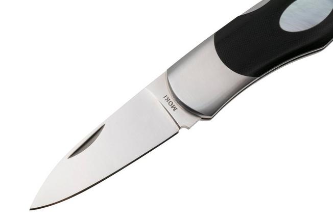 Afbeelding voor Moki Calliope Lockback 205ME Satin VG10, Black Micarta Pearl Inlay, zakmes