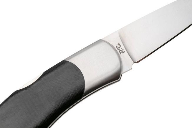 Afbeelding voor Moki Calliope Lockback 205ME Satin VG10, Black Micarta Pearl Inlay, zakmes