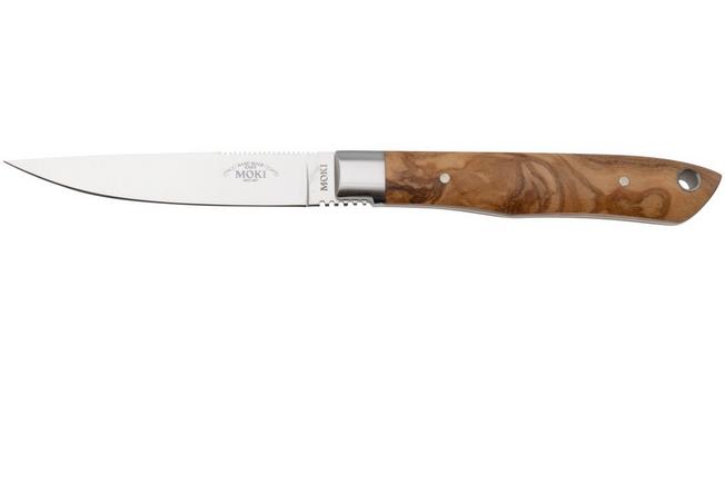 Afbeelding voor Moki Bird and Trout 535OL Satin AUS8, Olive Wood, vaststaand mes