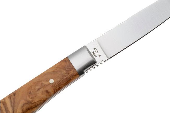Afbeelding voor Moki Bird and Trout 535OL Satin AUS8, Olive Wood, vaststaand mes