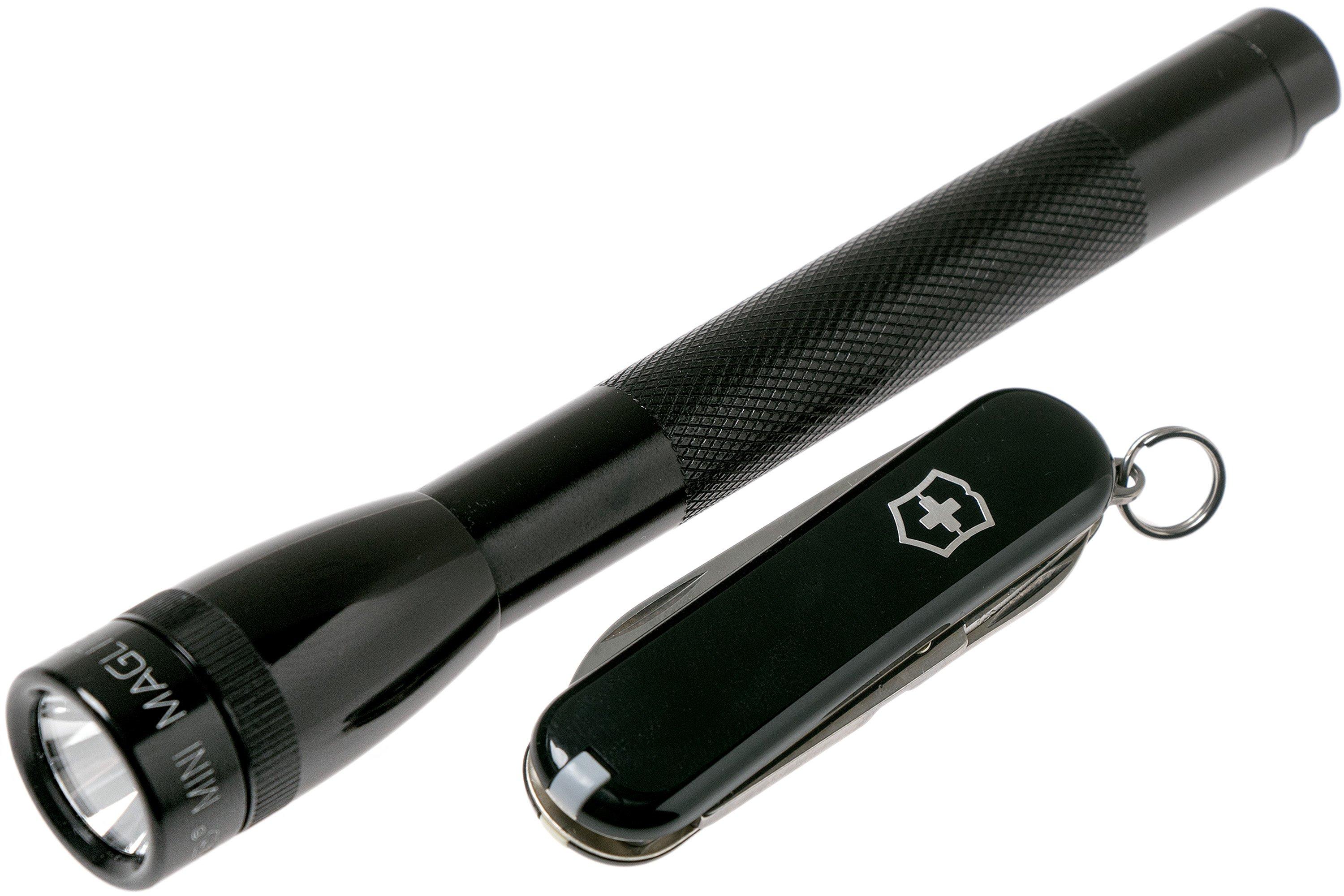 MagLite Mini flashlight Classic AAA black+ Victorinox multitool in box