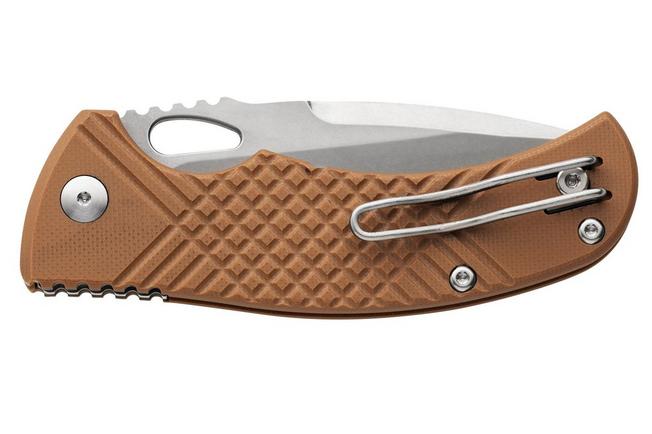 Afbeelding voor MKM Ciras MK CR-GCT Stonewashed 14C28N, Coyote Tan G10, zakmes, Les George design