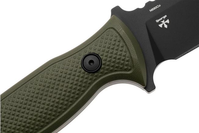 Afbeelding voor MKM Delta DL-GODB TOP SHIELD Black N690, OD Green G10, vaststaand mes, Les George design