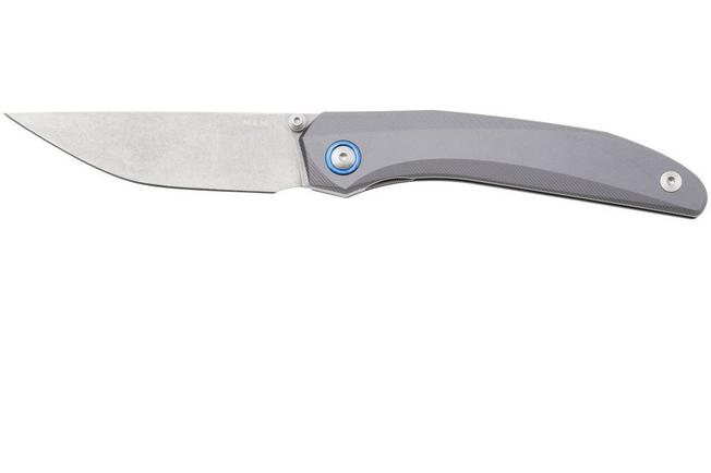 Afbeelding voor MKM Detonario DT-AT Stonewashed Böhler M390, Titanium Finish Aluminium, zakmes, TNT Knives design