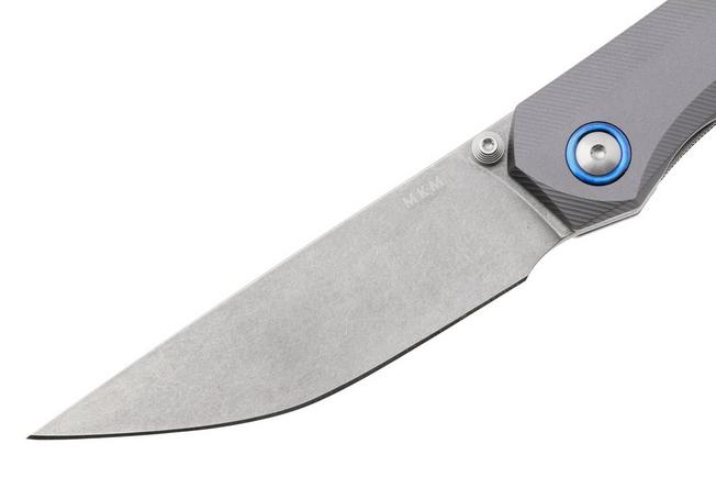 Afbeelding voor MKM Detonario DT-AT Stonewashed Böhler M390, Titanium Finish Aluminium, zakmes, TNT Knives design
