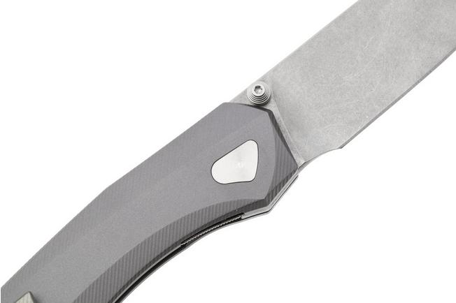 Afbeelding voor MKM Detonario DT-AT Stonewashed Böhler M390, Titanium Finish Aluminium, zakmes, TNT Knives design