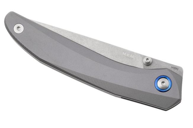 Afbeelding voor MKM Detonario DT-AT Stonewashed Böhler M390, Titanium Finish Aluminium, zakmes, TNT Knives design