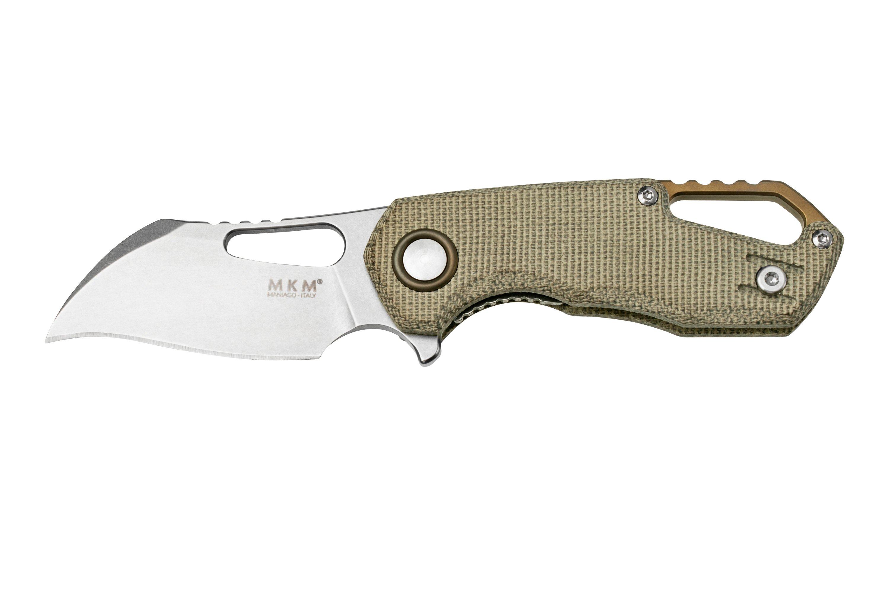 MKM Isonzo FX03M-1GC Hawkbill M390, Green Canvas Micarta pocket