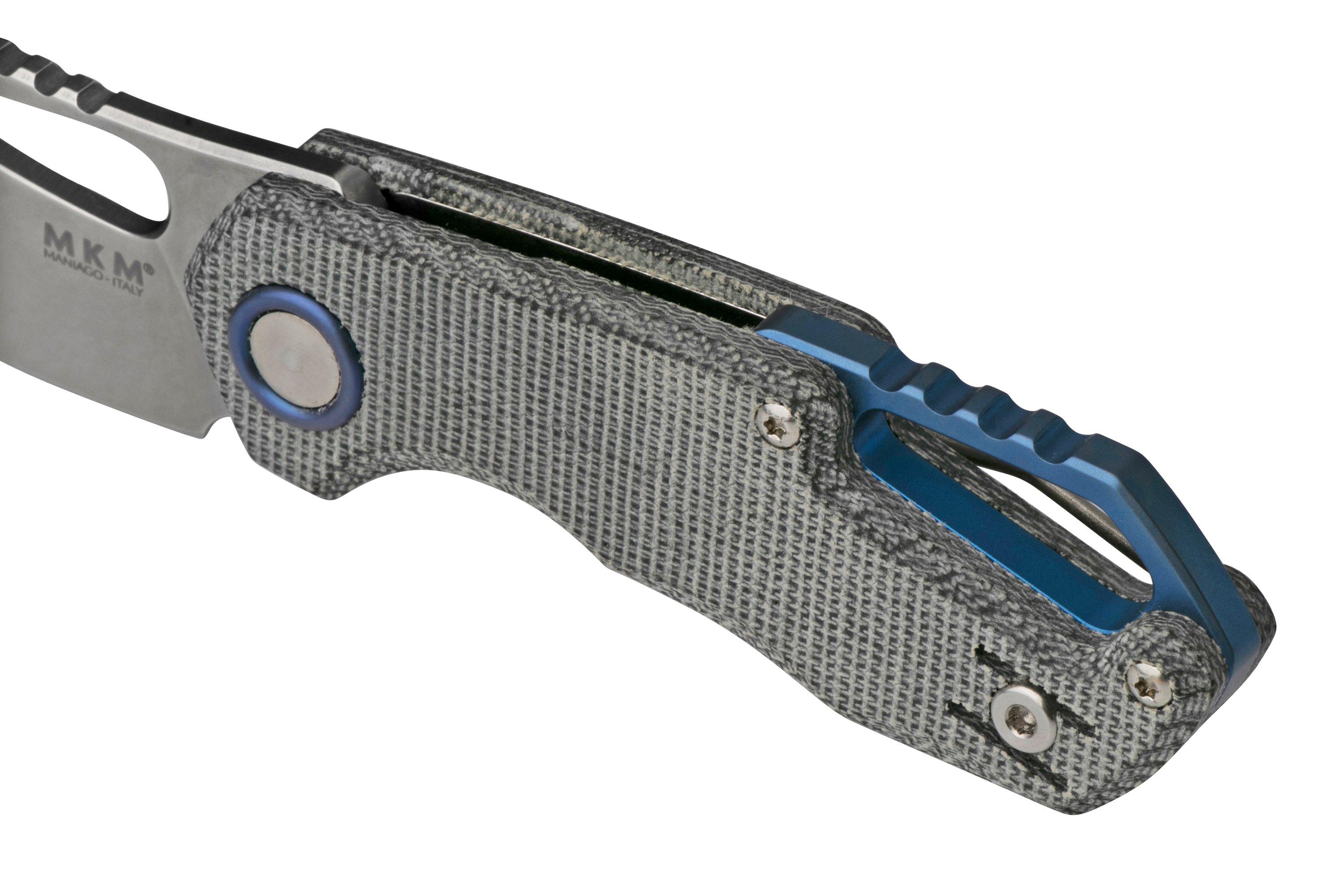 MKM Isonzo FX03M-2BC Cleaver M390, Black Canvas Micarta pocket