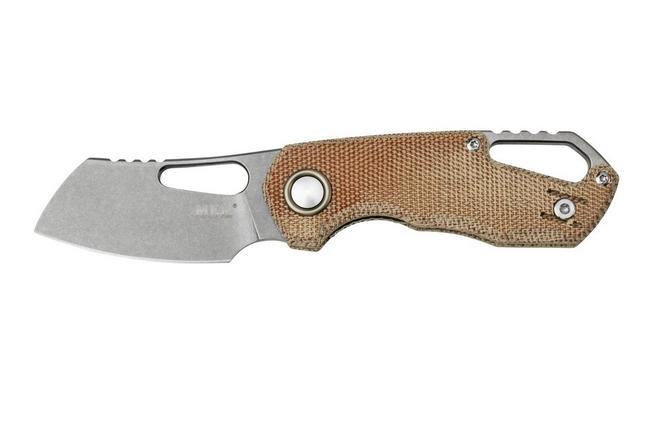 MKM Isonzo FX03M-2NC Cleaver M390, Natural Canvas Micarta pocket knife,  Jesper Voxnaes design