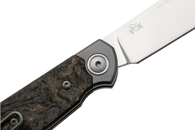 Afbeelding voor MKM Jacques JQ-TDMGD, Satin CPM MagnaCut, Dark Matter Gold Carbon Fiber zakmes, Jesper Voxnaes design