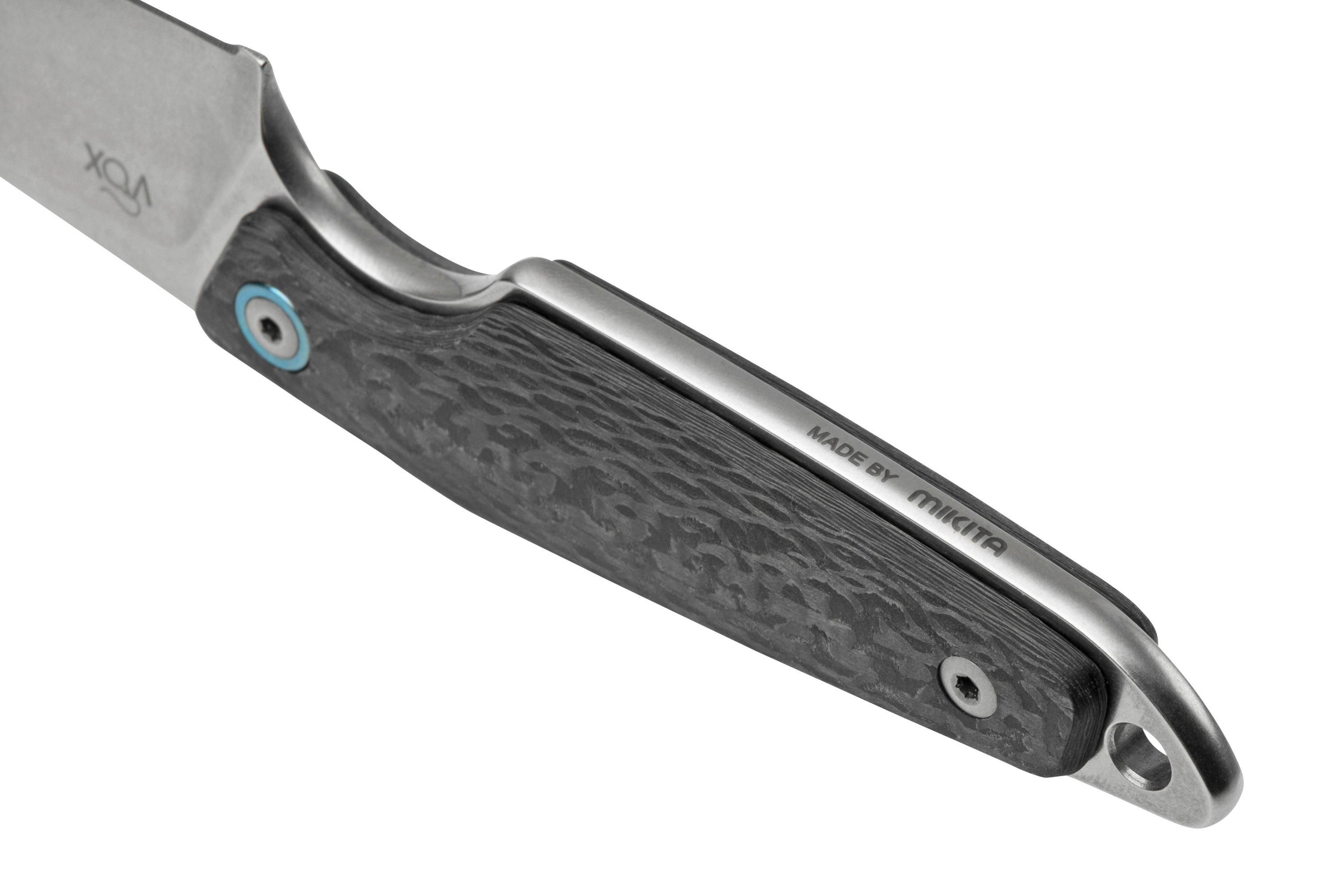 MKM Makro 2 Sheepfoot, Stonewashed Carbonfiber feststehendes Messer, Jesper Voxnaes Design