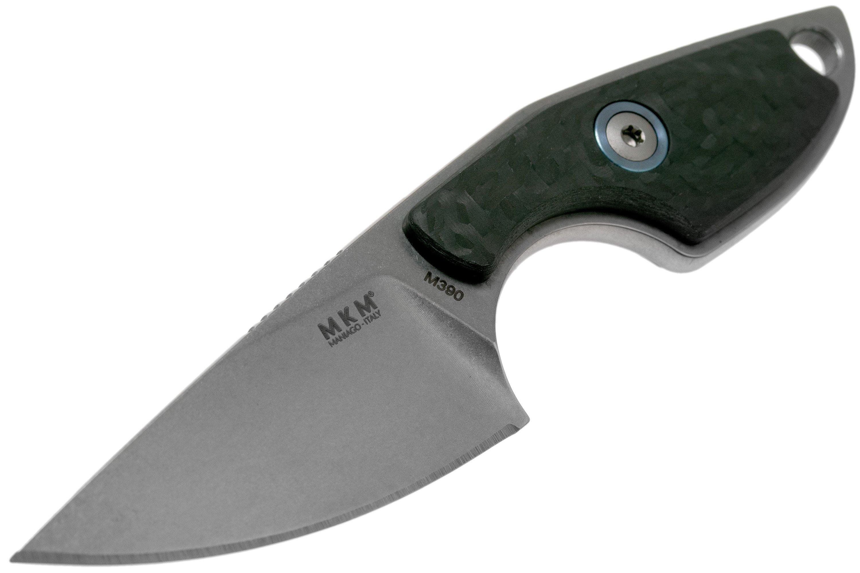 MKM Mikro 1 Drop, Stonewashed Carbon fibre neck knife, Jesper Voxnaes ...