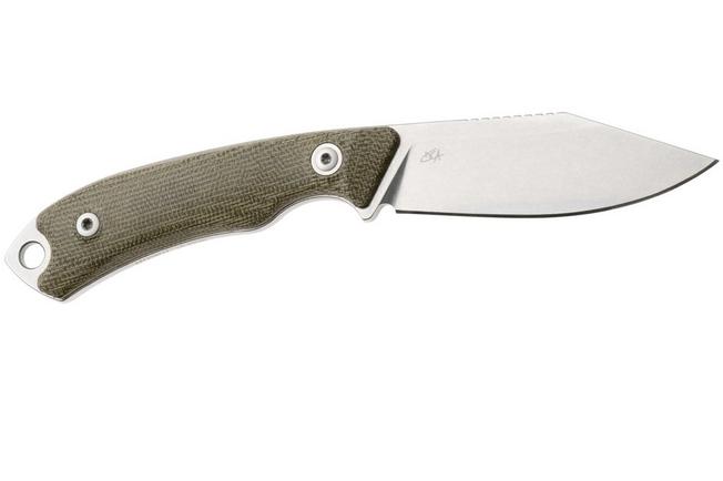 Afbeelding voor MKM Pocket Tango 4 MK PT4-GC Stonewashed Elmax, Green Canvas Micarta, vaststaand mes, David C. Andersen design 