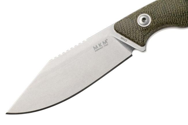 Afbeelding voor MKM Pocket Tango 4 MK PT4-GC Stonewashed Elmax, Green Canvas Micarta, vaststaand mes, David C. Andersen design 