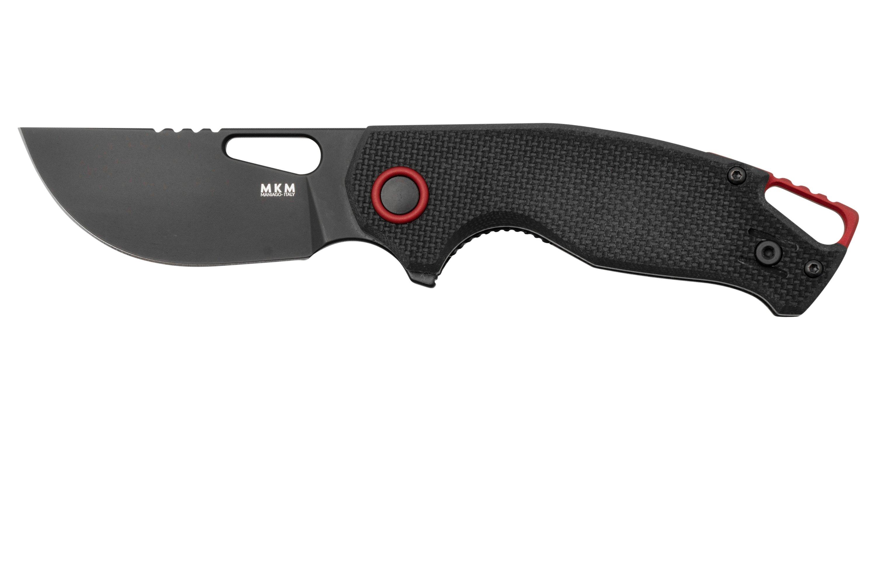 MKM Vincent VCN-GBB Black PVD N690CO, Black G10, Red Aluminum pocket ...